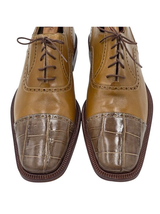 David Eden Other - Vintage Alligator Mens 11M Taupe Brown David Eden Exotic Leather Dress Shoes